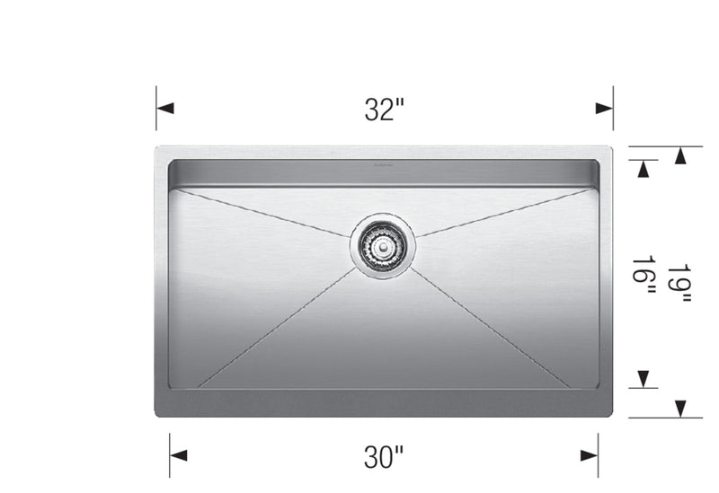 Blanco QUATRUS R15 U Super Single Apron Stainless Steel Kitchen Sink