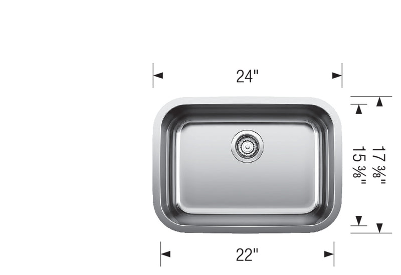 Blanco ESSENTIAL U 1 Stainless Steel Single Bowl Undermount Kitchen Sink