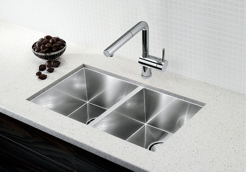 Blanco QUATRUS U 2 32-In Double Bowl Stainless Steel Kitchen Sink - 401247