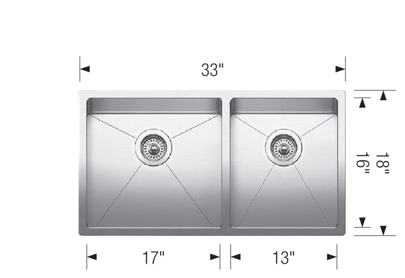Blanco QUATRUS R15 U 1¾ Stainless Steel Kitchen Sink