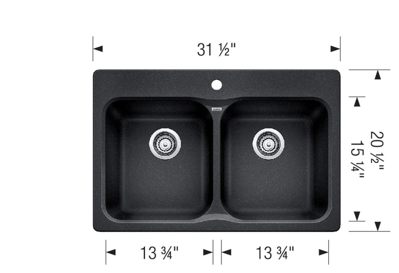 Blanco VISION 210 Double Bowl SILGRANIT Kitchen Sink