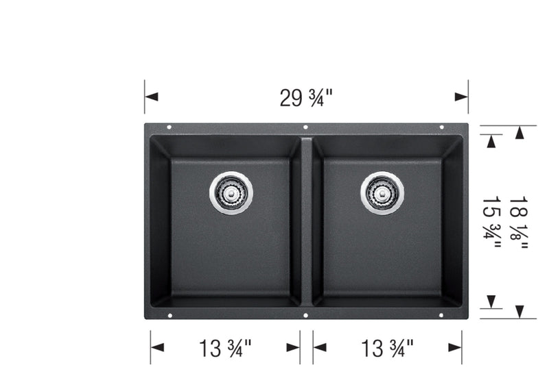 Blanco PRECIS U 2 Double Bowl SILGRANIT Undermount Kitchen Sink
