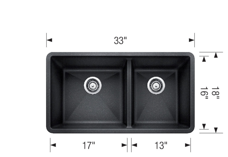 Blanco PRECIS U 1¾ Double Bowl SILGRANIT Undermount Kitchen Sink