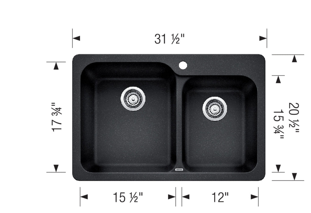 Blanco VISION 1¾ Double Bowl SILGRANIT Kitchen Sink