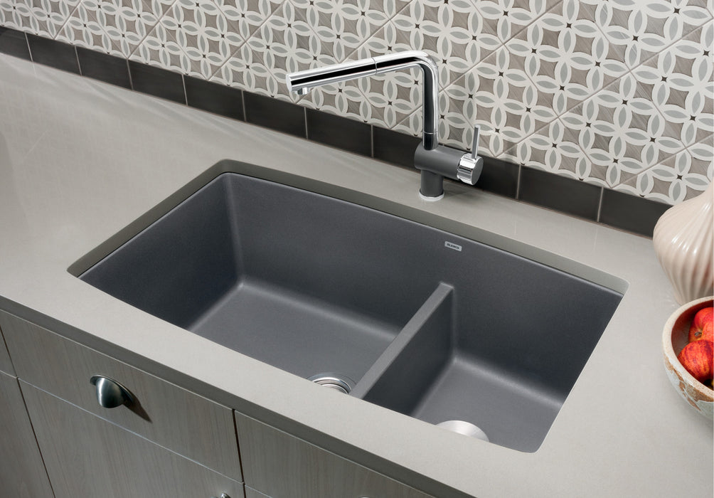 Blanco PERFORMA U 1¾ Low Divide Double Bowl SILGRANIT Undermount Kitchen Sink