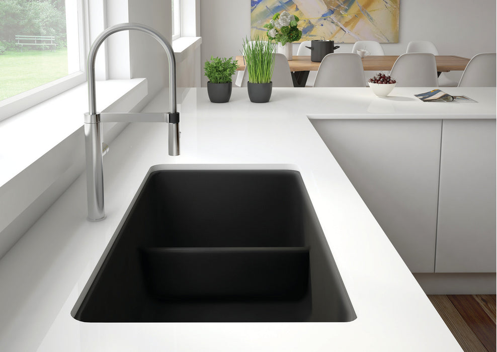 Blanco PRECIS U 1¾ Low Divide Double Bowl SILGRANIT Undermount Kitchen Sink