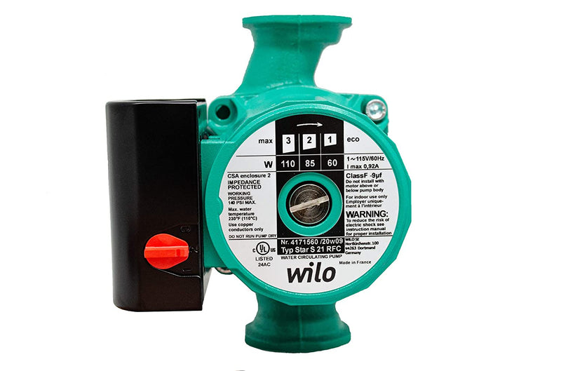 Wilo Star S21 RFC 4171560 3-Speed 1/12 HP Pump Circulator