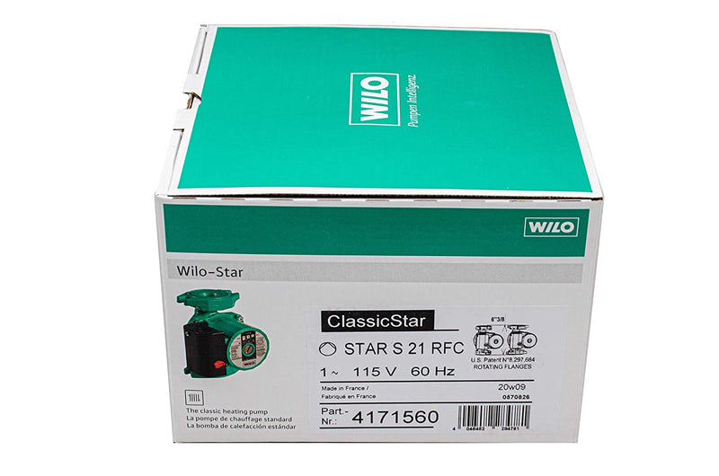 Wilo Star S21 RFC 4171560 3-Speed 1/12 HP Pump Circulator
