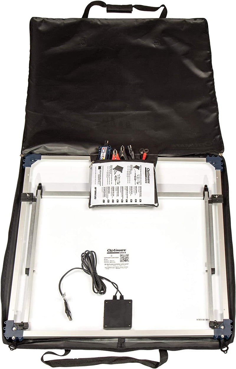 OptiMATE TM-523-6TK Solar 60W Travel Kit - 6-Step 12V 5A Sealed Solar Battery Saving Charger & Maintainer