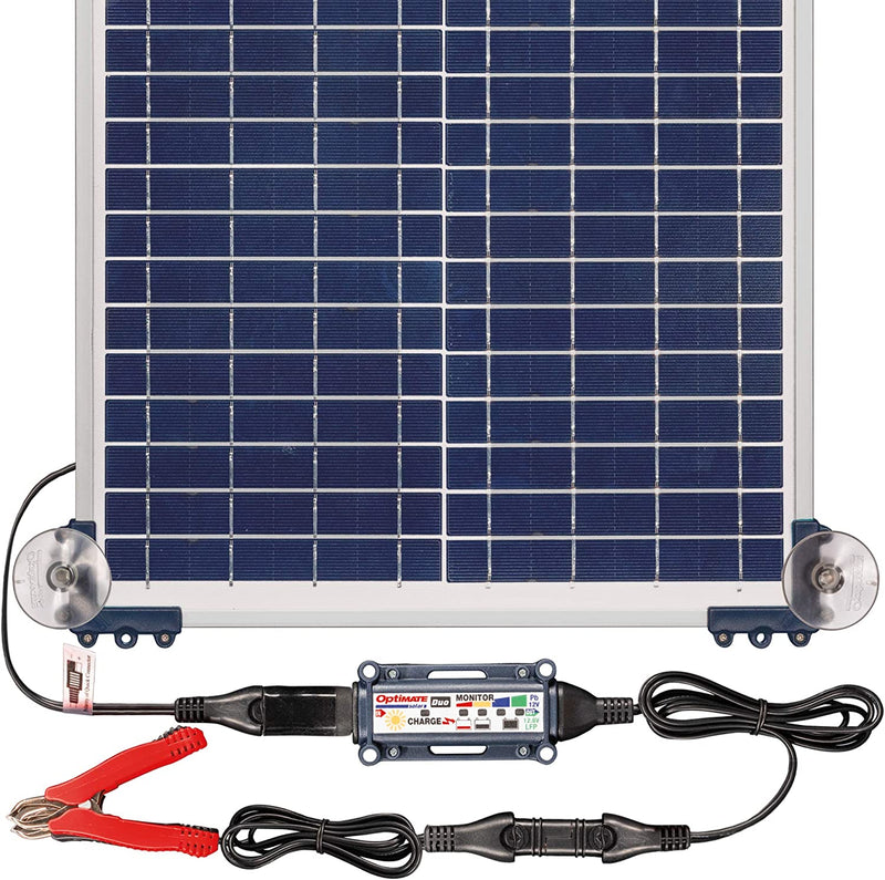 OptiMATE TM-522-D2TK Solar Duo 20W Travel Kit -  6-Step 12V / 12.8V 1.67A Sealed Solar Battery Saving Charger & Maintainer