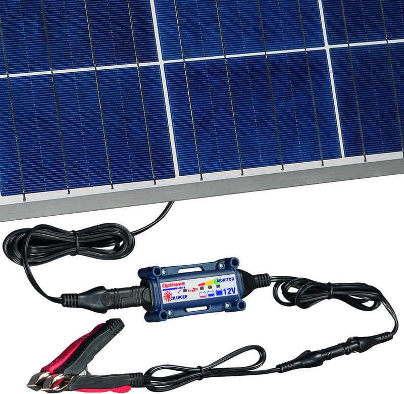 OptiMATE TM-523-8 SOLAR + 80W Solar Panel, Solar Pulse Charger, Tester & Maintainer for 12V batteries