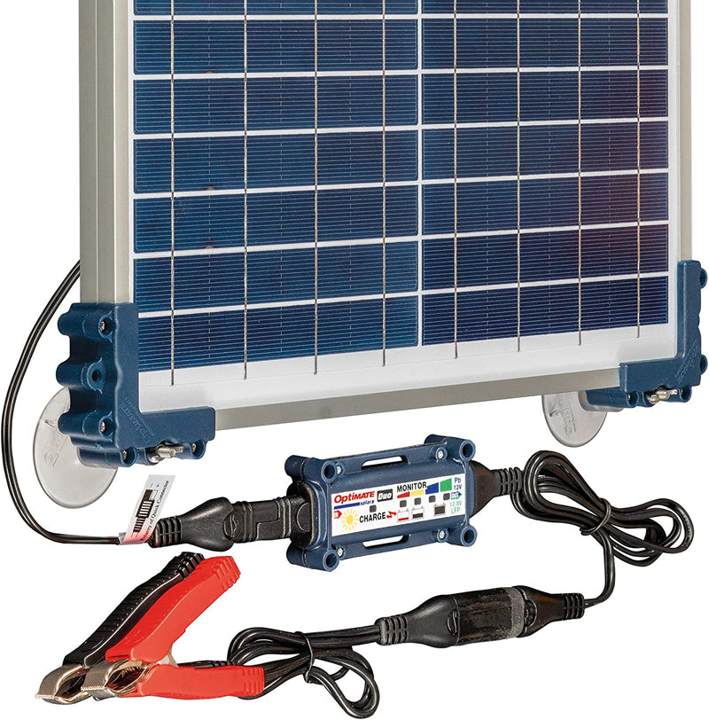 OptiMATE TM-522-D2TK Solar Duo 20W Travel Kit -  6-Step 12V / 12.8V 1.67A Sealed Solar Battery Saving Charger & Maintainer