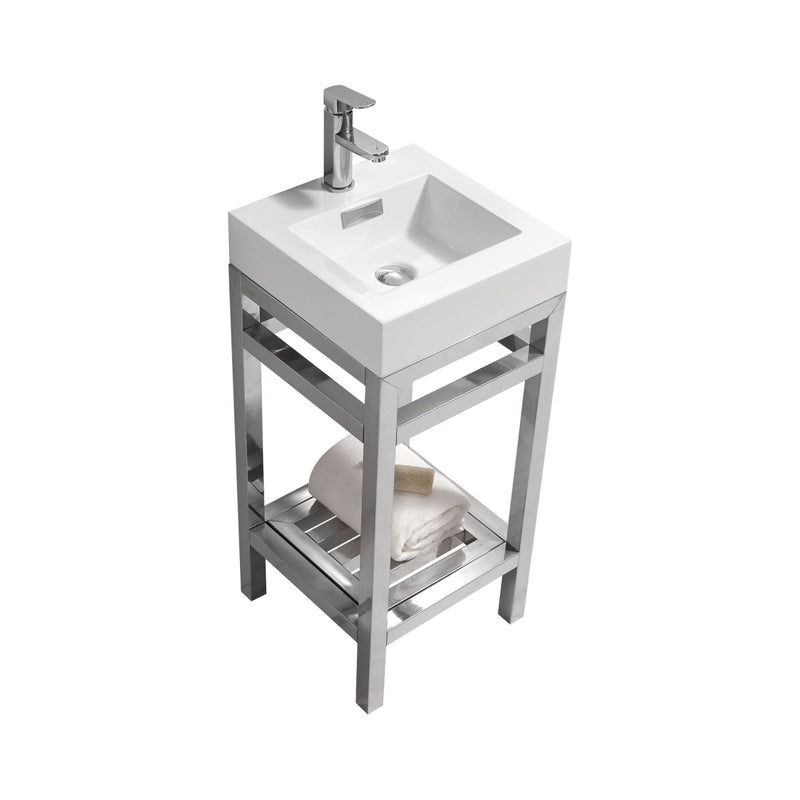 KubeBath Cisco 16" Stainless Steel Freestanding Console with Acrylic Sink