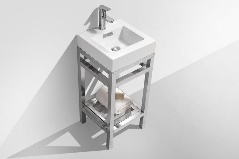 KubeBath Cisco 16" Stainless Steel Freestanding Console with Acrylic Sink