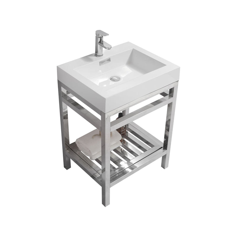 KubeBath Cisco 24" Stainless Steel Freestanding Console with Acrylic Sink