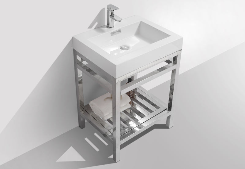 KubeBath Cisco 24" Stainless Steel Freestanding Console with Acrylic Sink