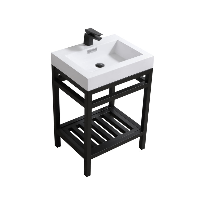 KubeBath Cisco 24" Stainless Steel Freestanding Console with Acrylic Sink