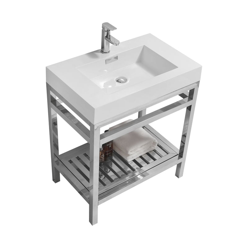 KubeBath Cisco 30" Stainless Steel Freestanding Console with Acrylic Sink