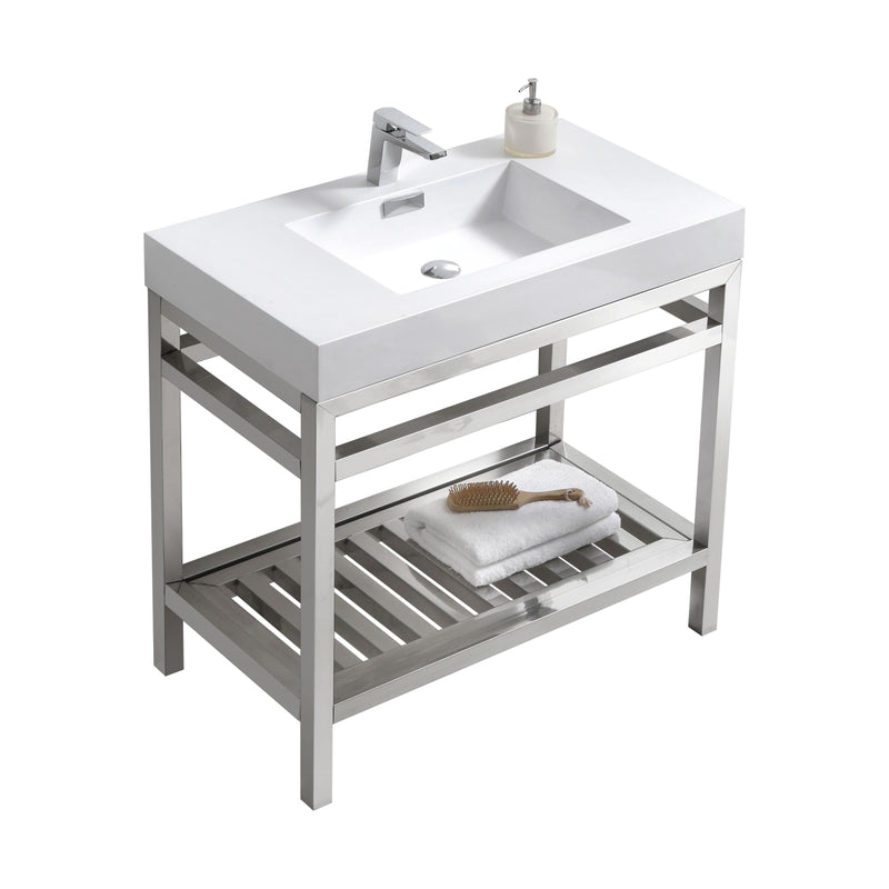 KubeBath Cisco 36" Stainless Steel Freestanding Console with Acrylic Sink