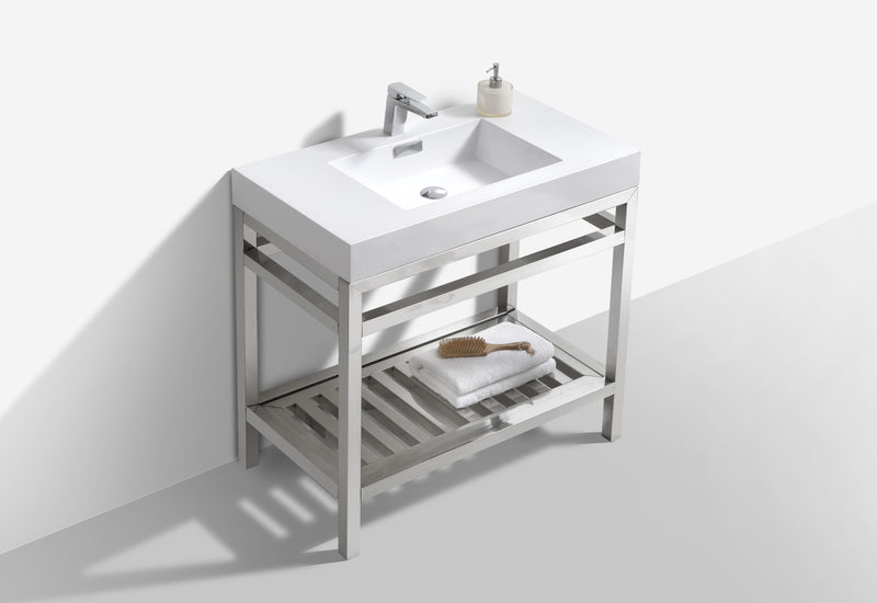 KubeBath Cisco 36" Stainless Steel Freestanding Console with Acrylic Sink