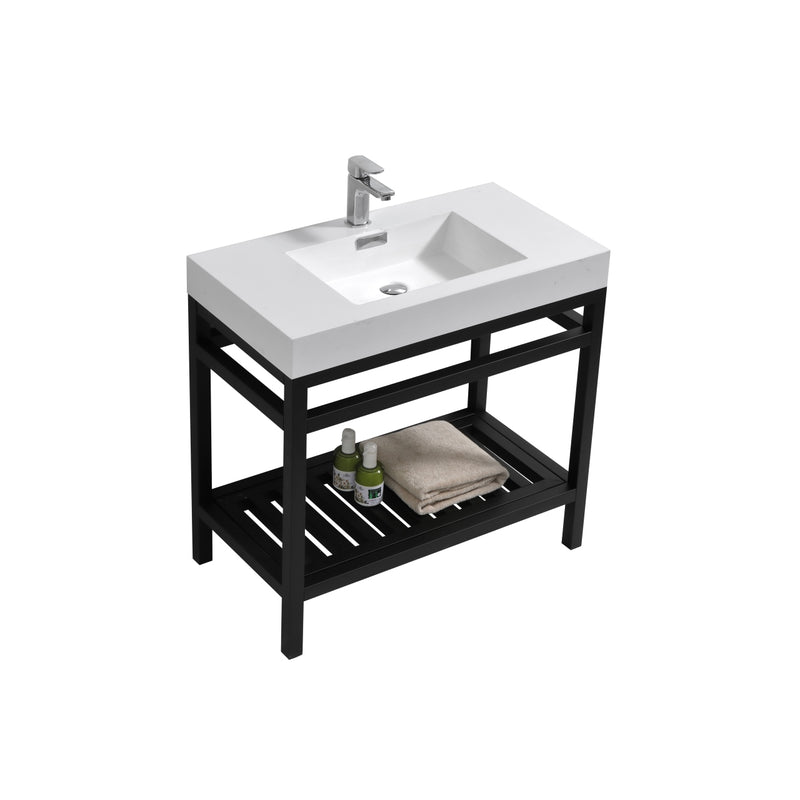 KubeBath Cisco 36" Stainless Steel Freestanding Console with Acrylic Sink