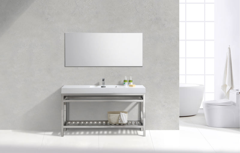 KubeBath Cisco 60" Single Sink Stainless Steel Freestanding Console with Acrylic Sink