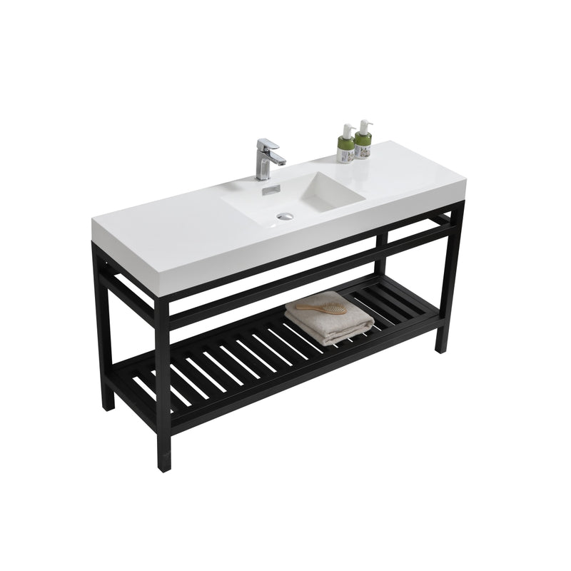 KubeBath Cisco 60" Single Sink Stainless Steel Freestanding Console with Acrylic Sink