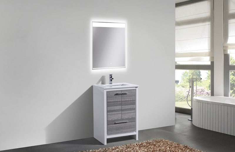 KubeBath Dolce 24" Modern Freestanding Bathroom Vanity with White Quartz Countertop