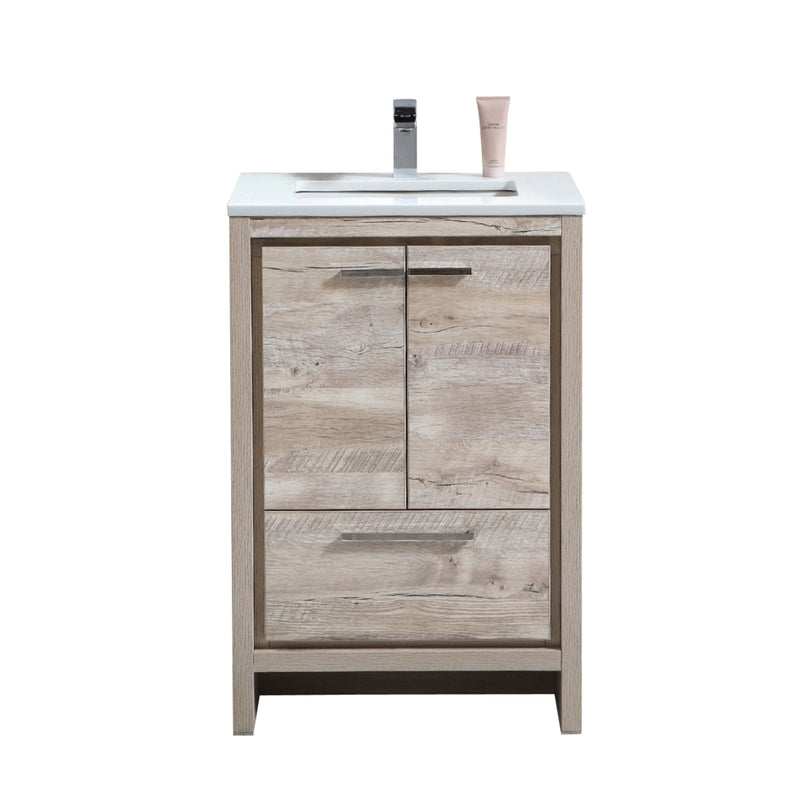 KubeBath Dolce 24" Modern Freestanding Bathroom Vanity with White Quartz Countertop
