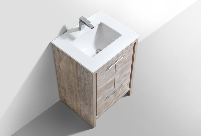 KubeBath Dolce 24" Modern Freestanding Bathroom Vanity with White Quartz Countertop