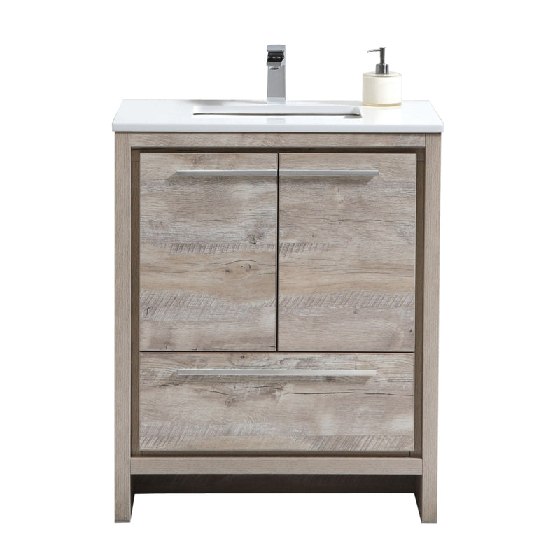 KubeBath Dolce 30" Modern Freestanding Bathroom Vanity with White Quartz Countertop