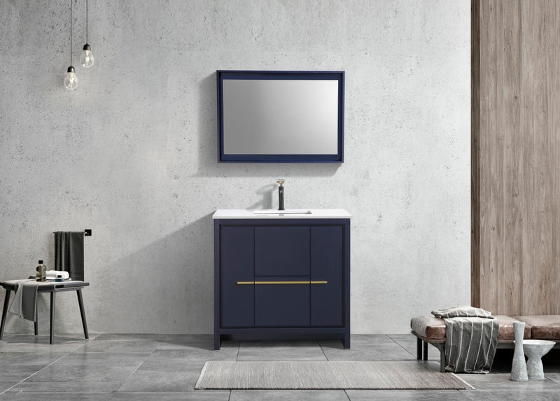 KubeBath Dolce 36" Modern Freestanding Bathroom Vanity with White Quartz Countertop