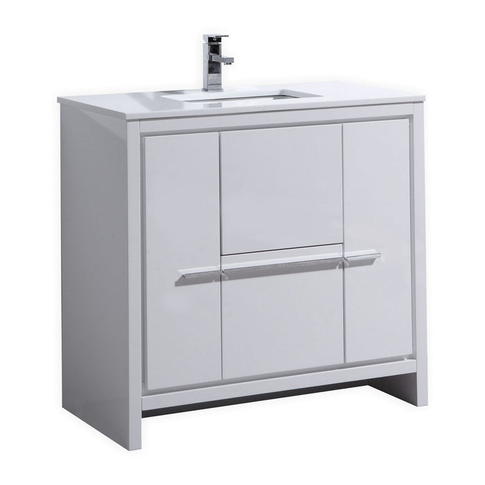 KubeBath Dolce 36" Modern Bathroom Vanity with White Quartz Countertop