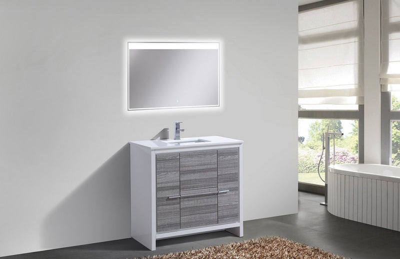 KubeBath Dolce 36" Modern Freestanding Bathroom Vanity with White Quartz Countertop