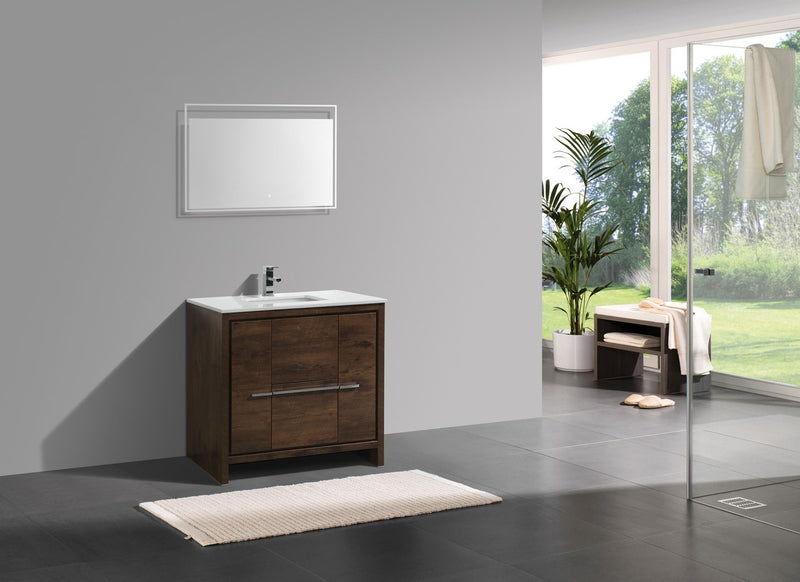 KubeBath Dolce 36" Modern Freestanding Bathroom Vanity with White Quartz Countertop