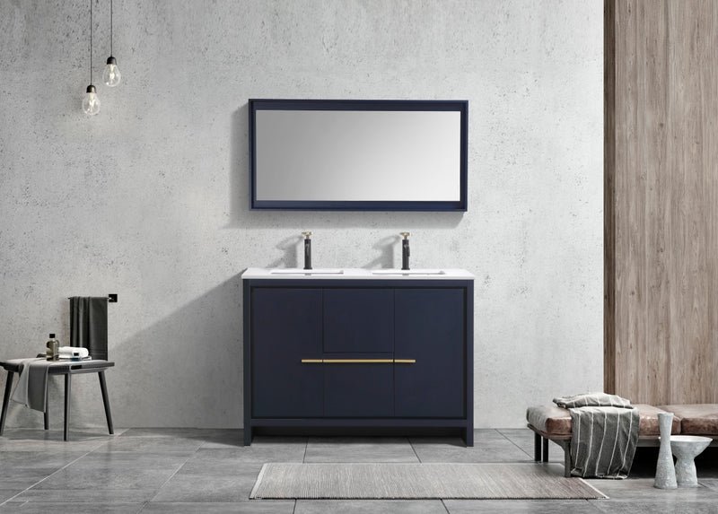 KubeBath Dolce 48" Freestanding Double Sink Vanity with Quartz Countertop And Ceramic Undermount Sinks