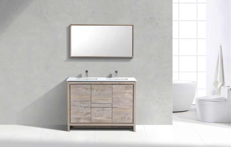 KubeBath Dolce 48" Freestanding Double Sink Vanity with Quartz Countertop And Ceramic Undermount Sinks
