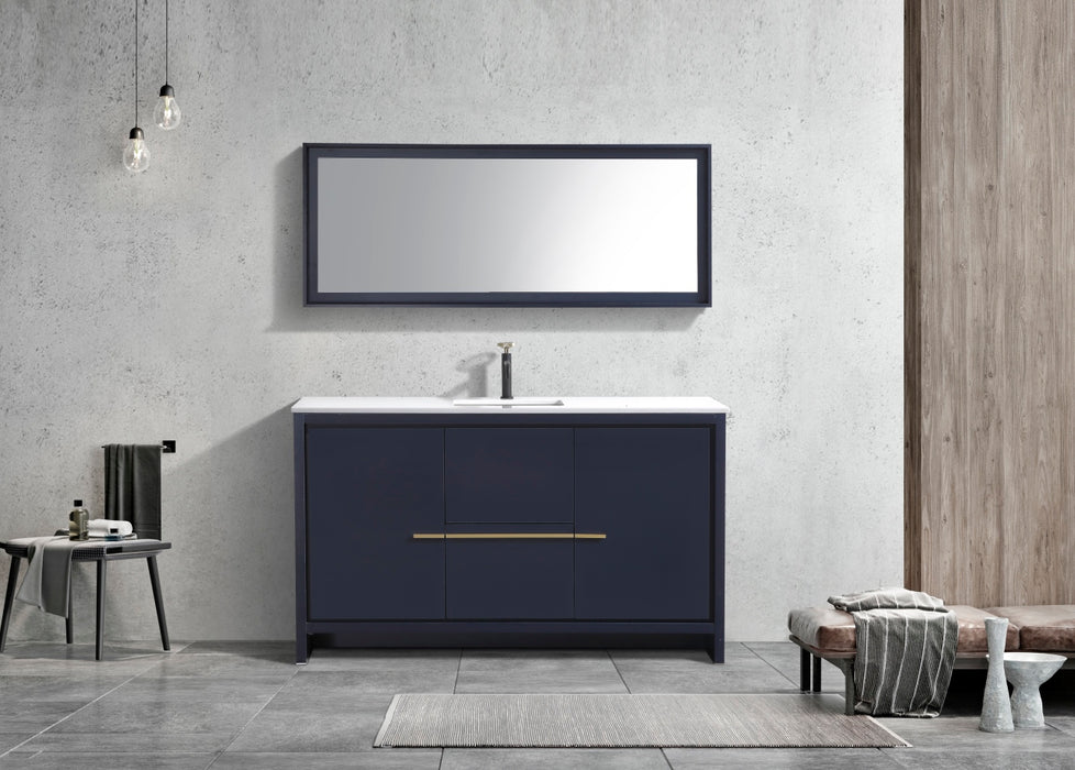 KubeBath Dolce 60″ Single Sink Modern Bathroom Vanity with White Quartz Countertop