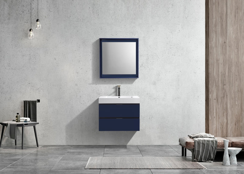KubeBath Bliss 30" Wall Mount Modern Bathroom Vanity