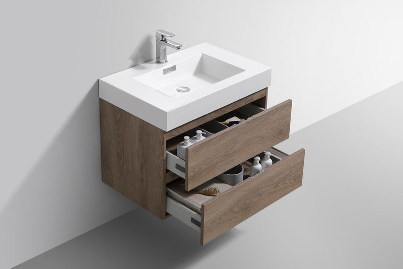KubeBath Bliss 30" Wall Mount Modern Bathroom Vanity