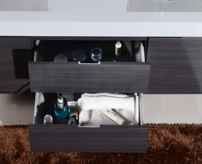 KubeBath Bliss 60" Double Sink Wall Mount Modern Bathroom Vanity