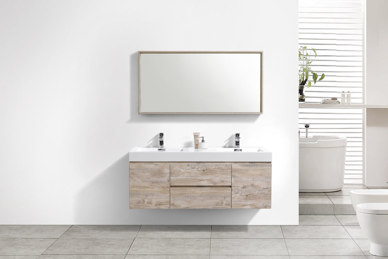 KubeBath Bliss 60" Double Sink Wall Mount Modern Bathroom Vanity