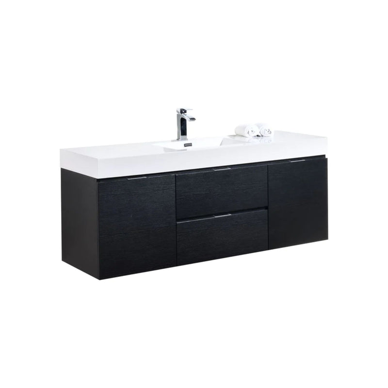 KubeBath Bliss 60" Single Sink Wall Mount Modern Bathroom Vanity