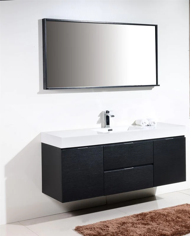 KubeBath Bliss 60" Single Sink Wall Mount Modern Bathroom Vanity