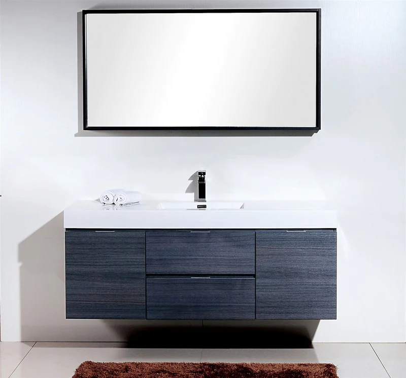 KubeBath Bliss 60" Single Sink Wall Mount Modern Bathroom Vanity