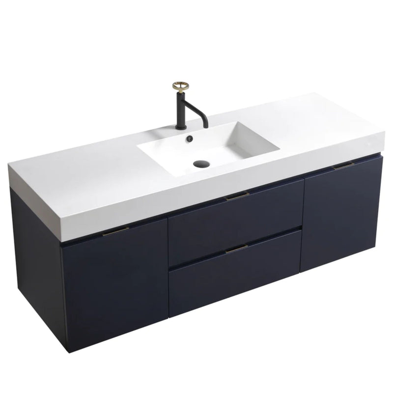 KubeBath Bliss 60" Single Sink Wall Mount Modern Bathroom Vanity