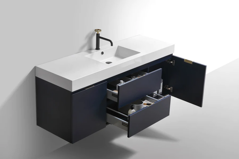 KubeBath Bliss 60" Single Sink Wall Mount Modern Bathroom Vanity