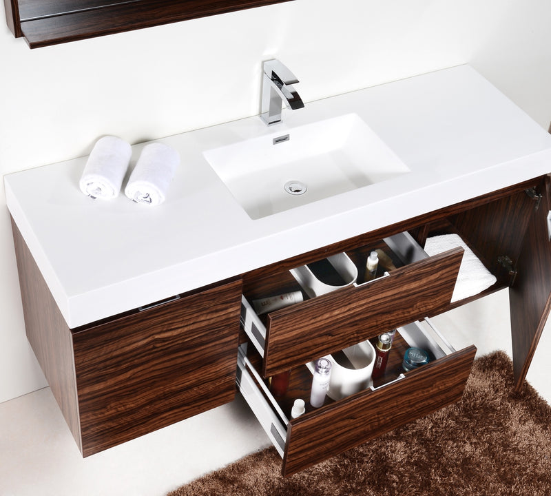 KubeBath Bliss 60" Single Sink Wall Mount Modern Bathroom Vanity