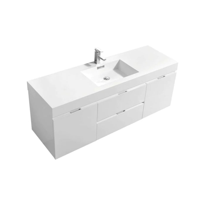 KubeBath Bliss 60" Single Sink Wall Mount Modern Bathroom Vanity