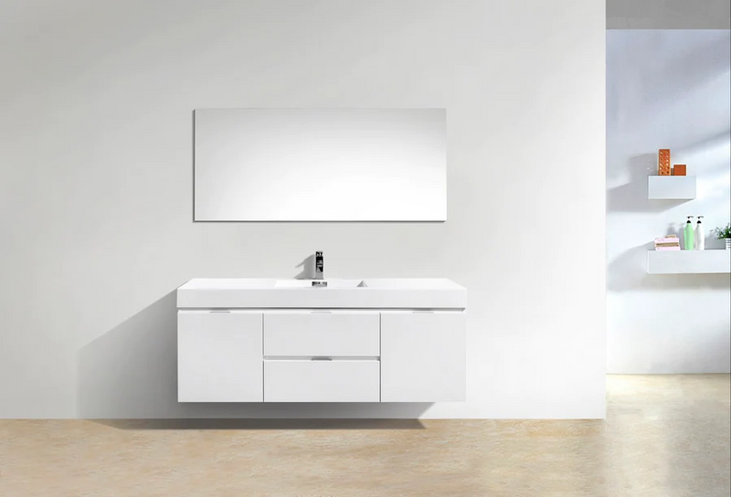 KubeBath Bliss 60" Single Sink Wall Mount Modern Bathroom Vanity